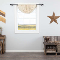 Tobacco Cloth Natural Balloon Valance Curtain Fringed 15x60 - The Fox Decor