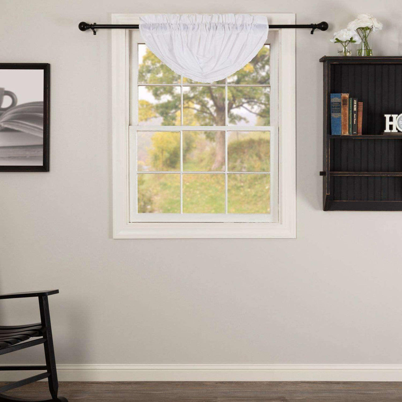 White Ruffled Sheer Balloon Valance Curtain 15x60 - The Fox Decor