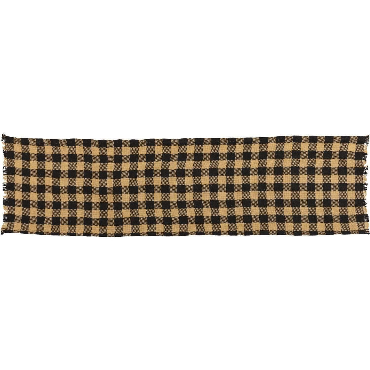 Burlap Black Check Runner Fringed 13x48 VHC Brands - The Fox Decor