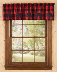 Buffalo Check Bear Applique Lined Valance Park Designs - The Fox Decor