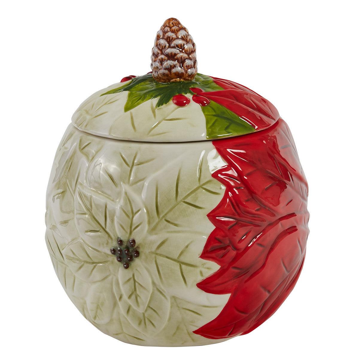 Poinsettia Pine Cookie Jar - Park Designs - The Fox Decor