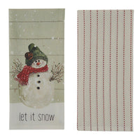 Farmhouse Snowman Let It Snow Dishtowels - Set of 2 Park Designs - The Fox Decor