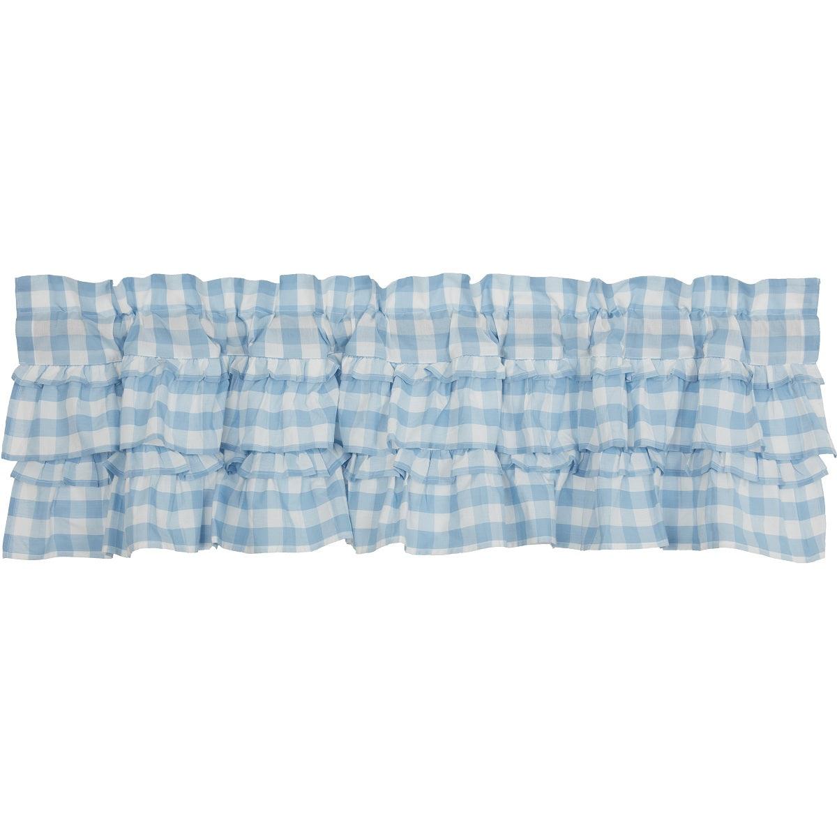 Annie Buffalo Blue Check Ruffled Valance 16x60 VHC Brands - The Fox Decor