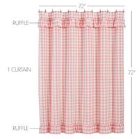 Annie Buffalo Coral Check Ruffled Shower Curtain 72x72 VHC Brands - The Fox Decor