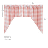 Annie Buffalo Coral Check Swag Curtain Set of 2 36x36x16 VHC Brands - The Fox Decor