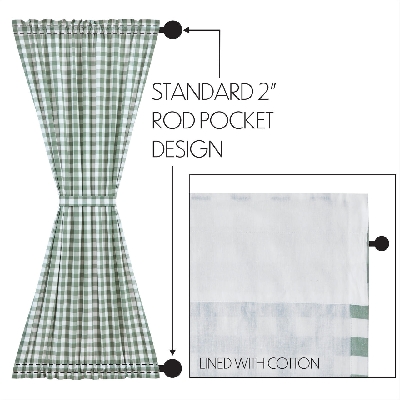 Annie Buffalo Green Check Door Panel Curtain 72"x40" VHC Brands - The Fox Decor