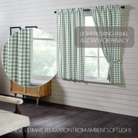 Annie Buffalo Green Check Short Panel Curtain Set of 2 63