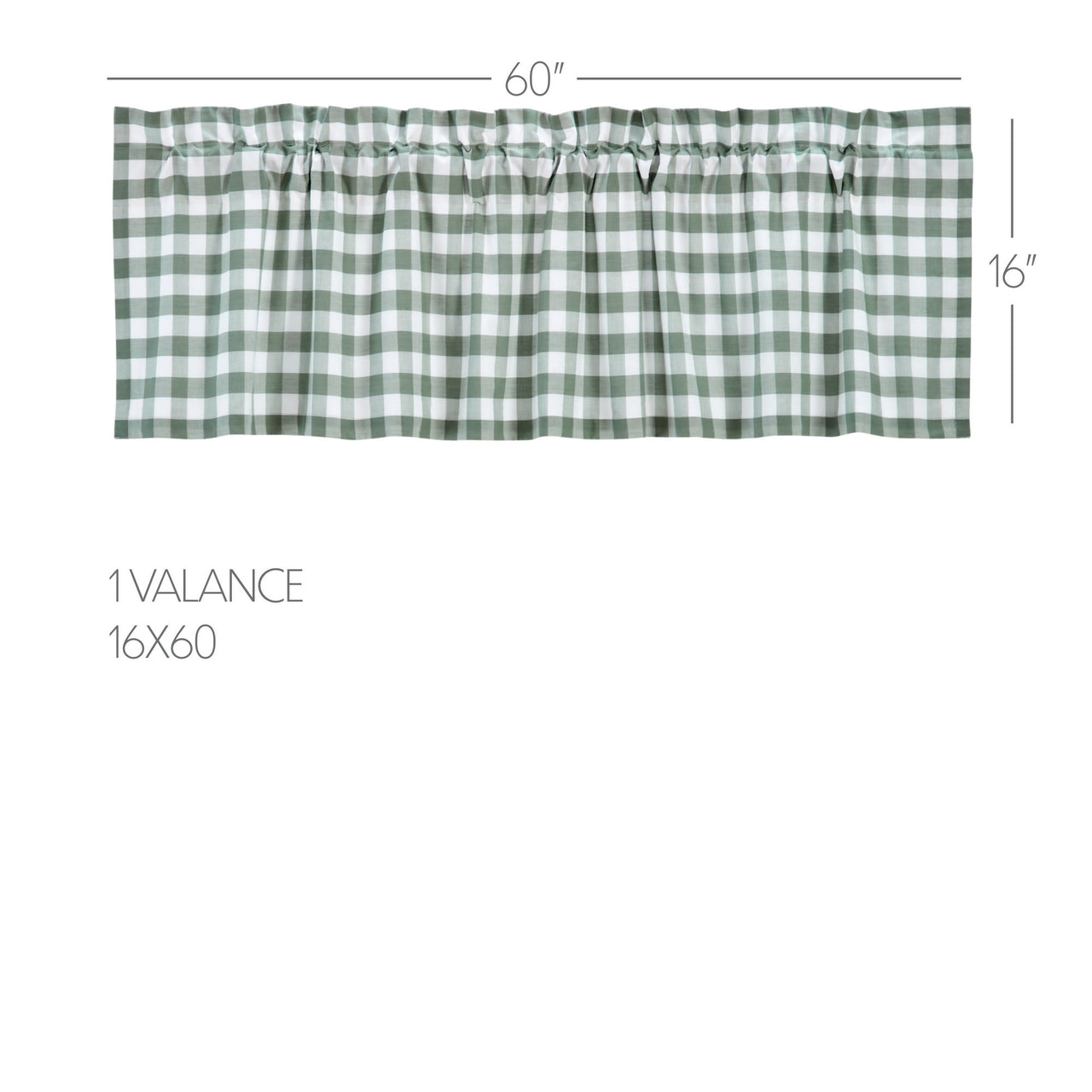 Annie Buffalo Green Check Valance Curtain 16"x60" VHC Brands - The Fox Decor