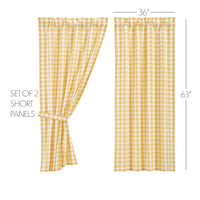 Annie Buffalo Yellow Check Short Panel Curtain Set of 2 63