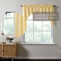 Annie Buffalo Yellow Check Swag Curtain Set of 2 36x36x16 VHC Brands - The Fox Decor