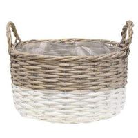 Thumbnail for 3/Set, White Dipped Willow Bushel Basket Planters - The Fox Decor