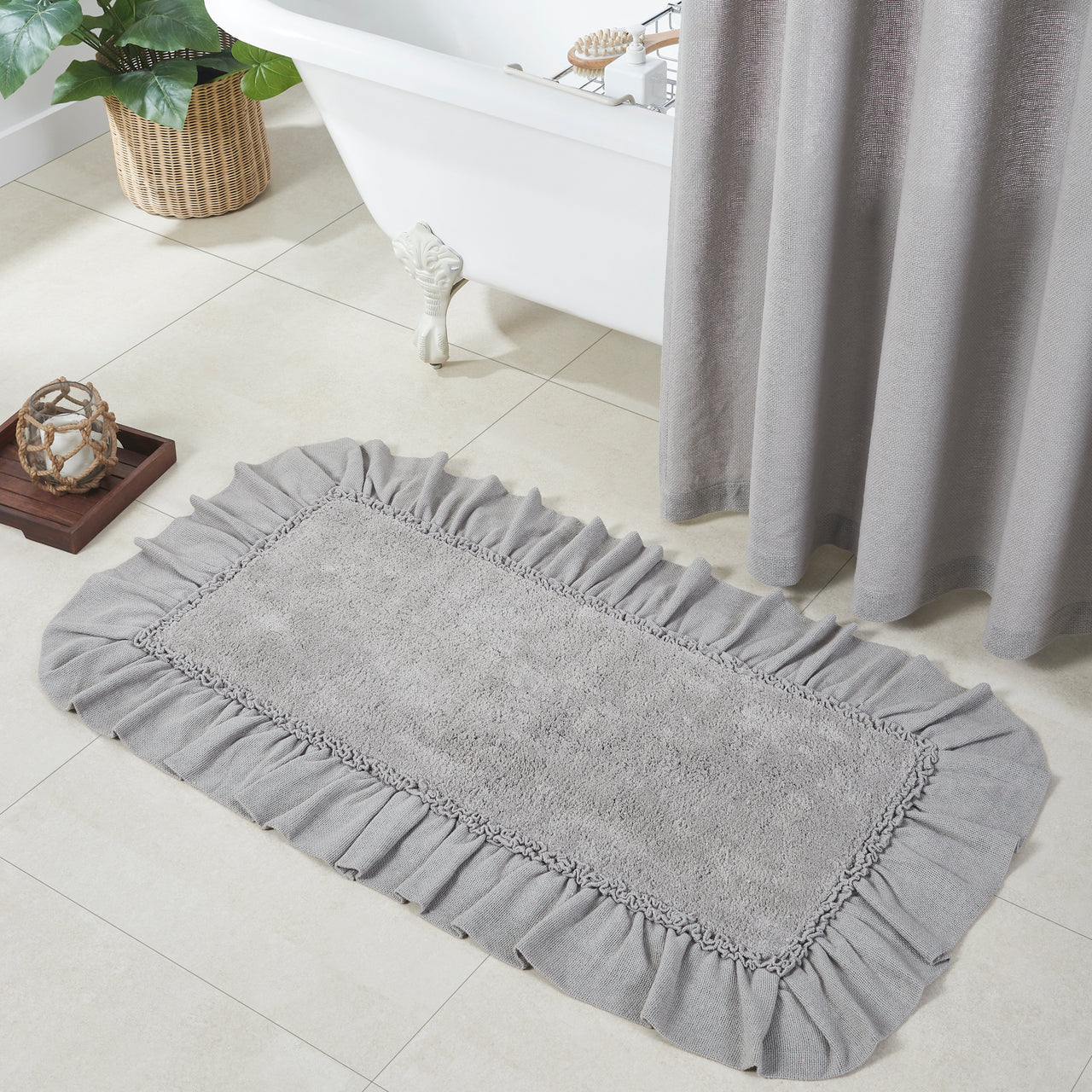 Burlap Dove Grey Bathmat 27" x 48" VHC Brands - The Fox Decor