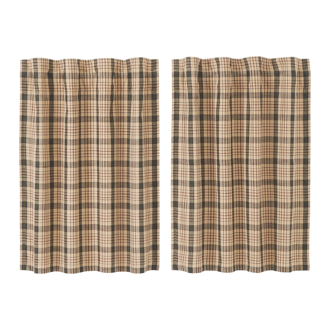 Cider Mill Plaid Tier Curtain Set of 2 L36xW36 VHC Brands - The Fox Decor