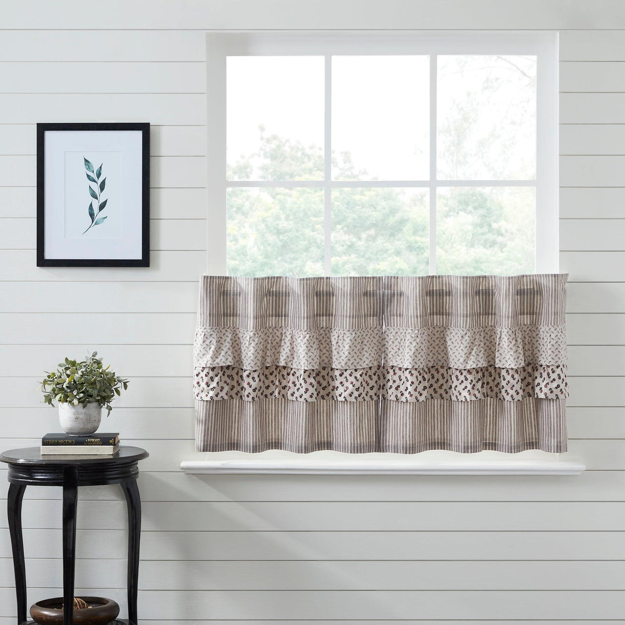 Florette Ruffled Tier Curtain Set of 2 L24xW36 VHC Brands - The Fox Decor