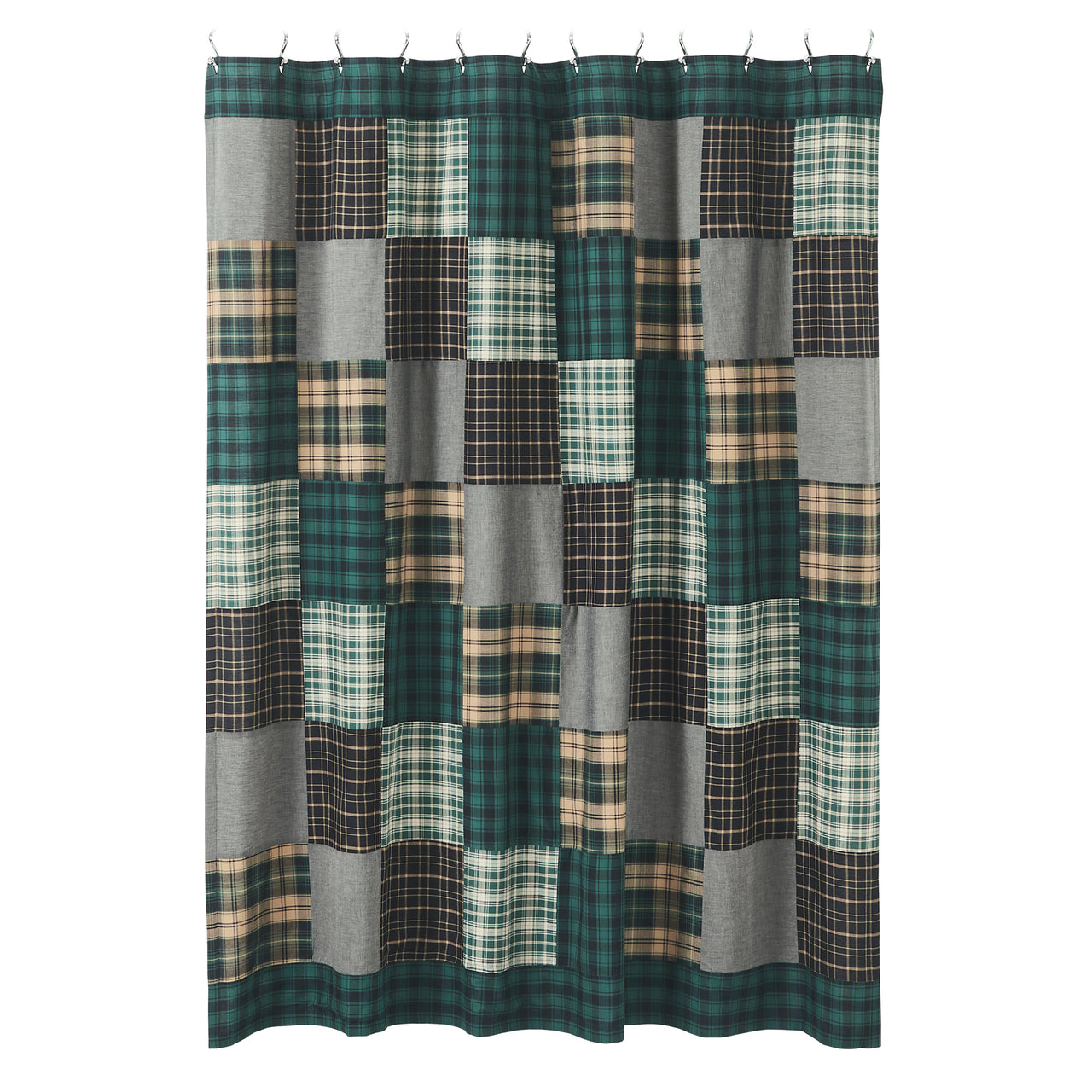 Pine Grove Patchwork Shower Curtain 72x72 VHC Brands