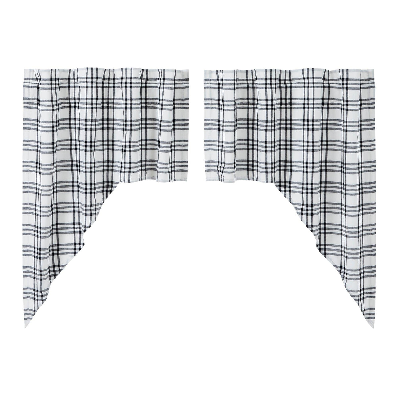 Sawyer Mill Black Plaid Swag Set of 2 36x36x16 VHC Brands - The Fox Decor