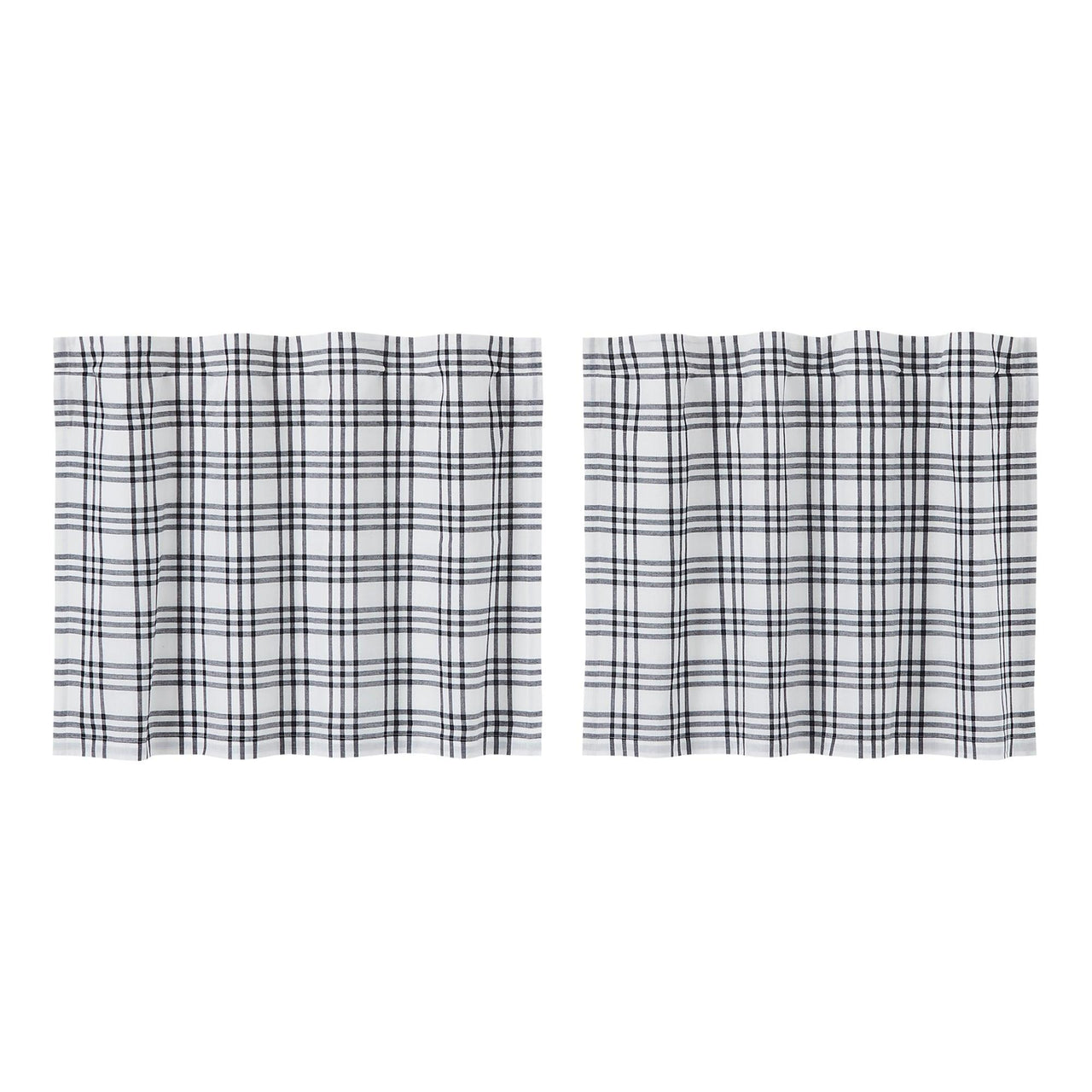 Sawyer Mill Black Plaid Tier Curtain Set of 2 L24xW36 VHC Brands - The Fox Decor