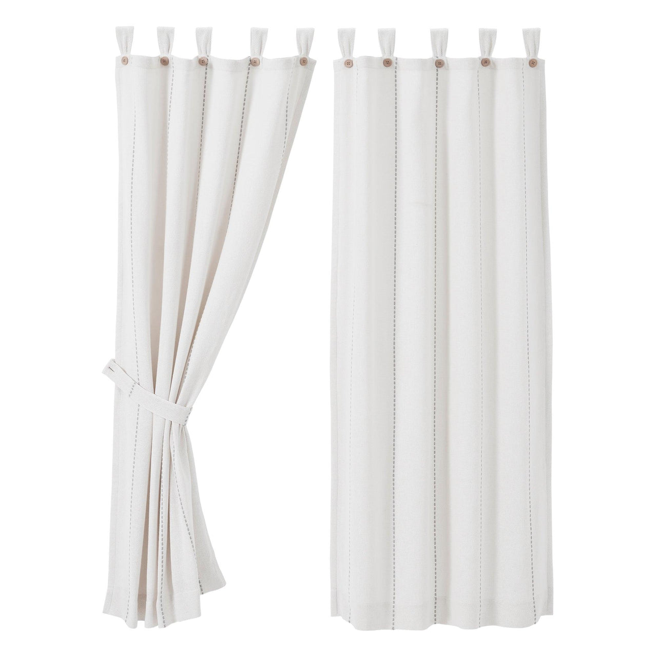 Stitched Burlap White Short Panel Curtain Set of 2 63x36 VHC Brands - The Fox Decor