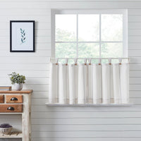 Stitched Burlap White Tier Curtain Set of 2 L24xW36 - The Fox Decor