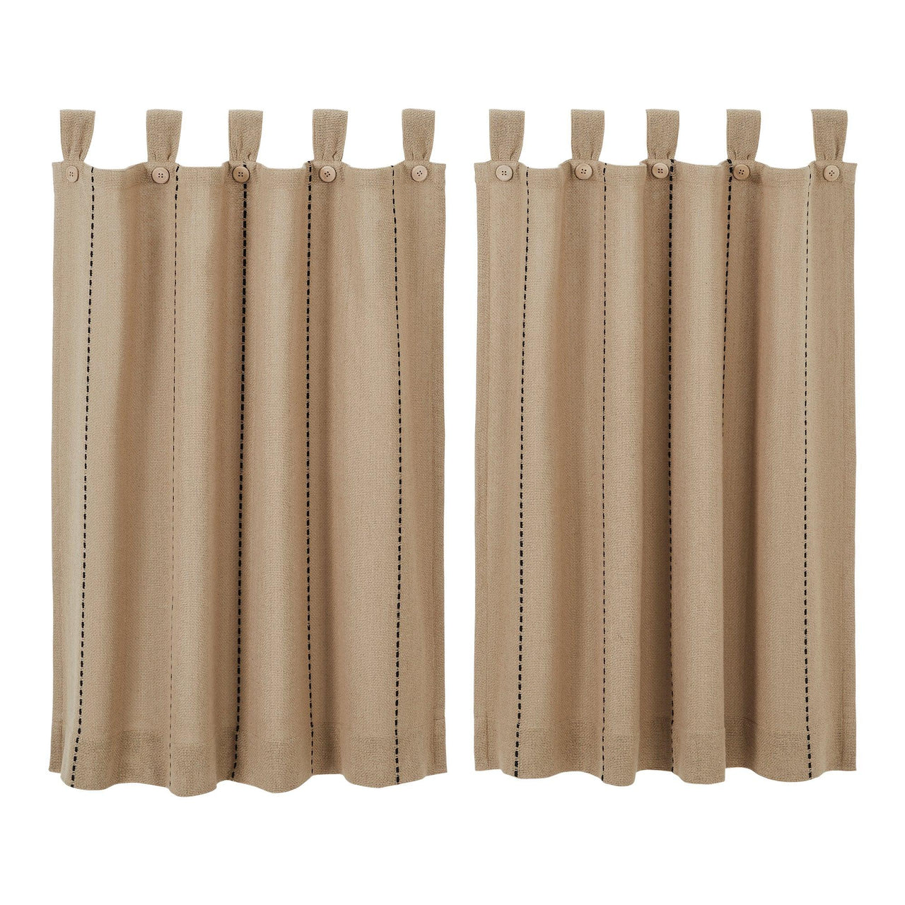 Stitched Burlap Natural Tier Curtain Set of 2 L36xW36 - The Fox Decor