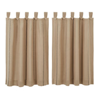 Stitched Burlap Natural Tier Curtain Set of 2 L36xW36 - The Fox Decor