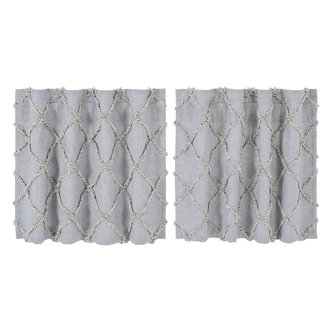 Frayed Lattice Creme & Black Tier Curtain Set of 2 L24xW36 VHC Brands - The Fox Decor