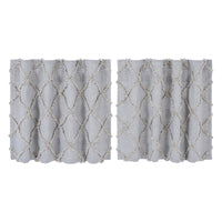 Frayed Lattice Creme & Black Tier Curtain Set of 2 L24xW36 VHC Brands - The Fox Decor