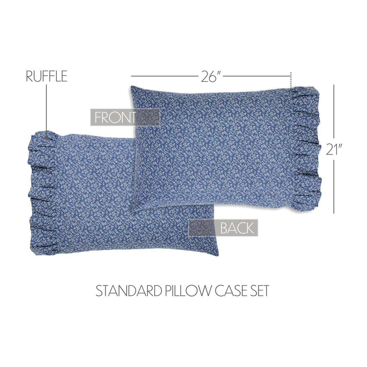 Celebration Ruffled Standard Pillow Case Set of 2 21x26+4 VHC Brands - The Fox Decor