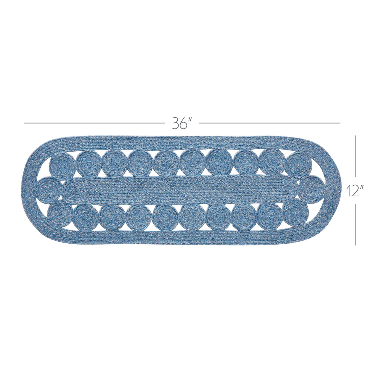 Celeste Blended Blue Indoor/Outdoor Oval Braided Table Runner 12"x36" VHC Brands - The Fox Decor