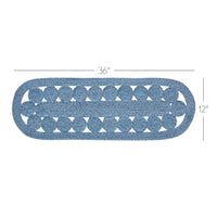Celeste Blended Blue Indoor/Outdoor Oval Braided Table Runner 12