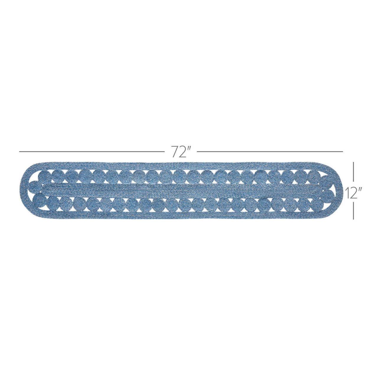 Celeste Blended Blue Indoor/Outdoor Oval Braided Table Runner 12"x72" VHC Brands - The Fox Decor