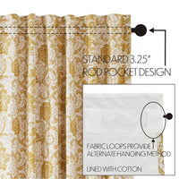 Thumbnail for Dorset Gold Floral Short Panel Curtain Set of 2 63x36 VHC Brands