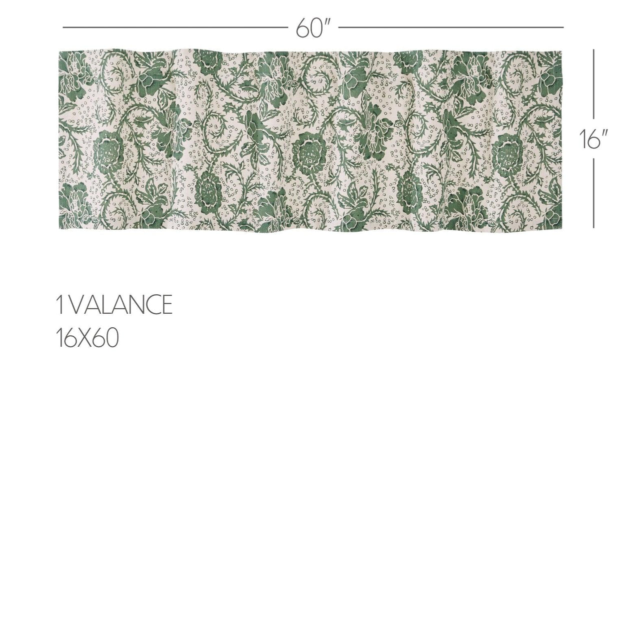 Dorset Green Floral Valance Curtain 16x60 VHC Brands - The Fox Decor