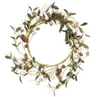 Silver Frosted Pine Cone & Bell Wreath - The Fox Decor