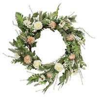 Mixed Antiqued Daisy & Rose Wreath - The Fox Decor