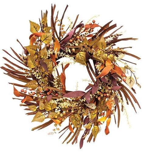 Long Leaf Fall Grass & Berry Wreath - The Fox Decor