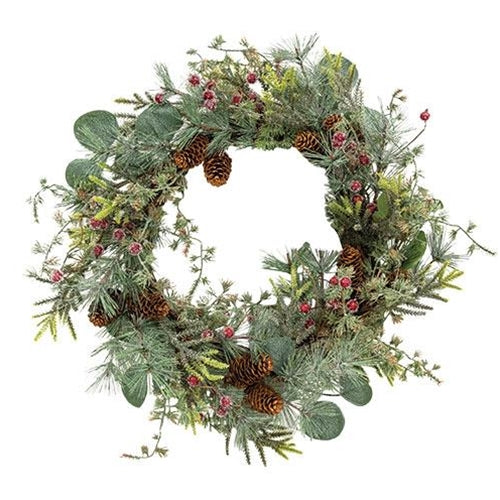 Icy Bristle Pine & Berry Wreath, 24" - The Fox Decor