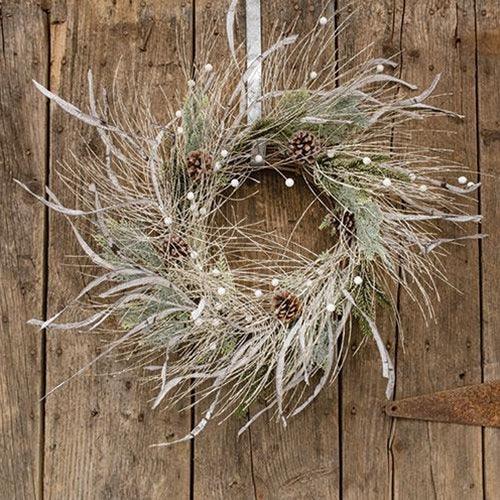 Glistening Pine & Frosty Grass Wreath - The Fox Decor