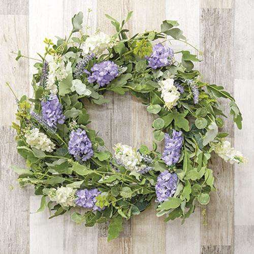 Mixed Hyacinth & Lavender Wreath, 24" - The Fox Decor