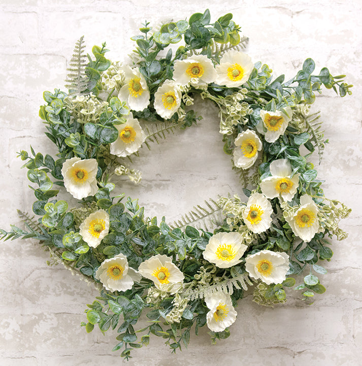 Alabaster Poppy Wreath, 22" - The Fox Decor