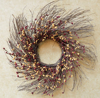 Burgundy/Gold Pip Twig Wreath, 16