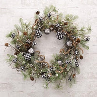 Black & White Country Gingham Bells Wreath, 24