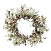 Black & White Country Gingham Bells Wreath, 24