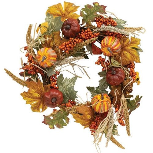 Pumpkin Harvest & Berry Wreath, 20" - The Fox Decor