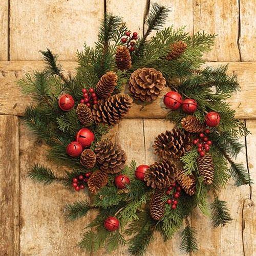 Jingle Pine Wreath, 22" Christmas Decor - The Fox Decor