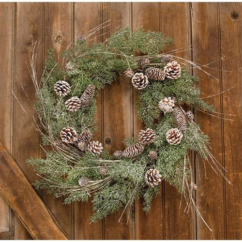 Birch Tipped Cedar Wreath, 24" - The Fox Decor
