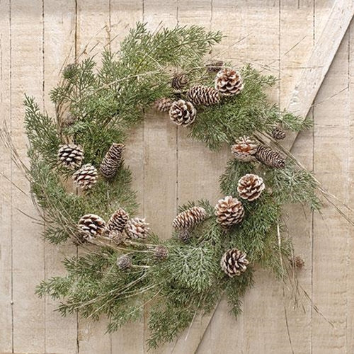 Birch Tipped Cedar Wreath, 24" - The Fox Decor