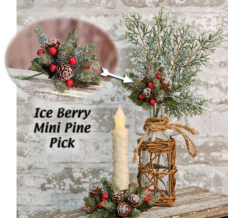 Icy Berries Mini Cone Pick, 8" - The Fox Decor