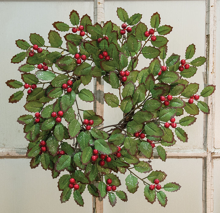 Holly & Berry Candle Ring, 4.5"/15" - The Fox Decor