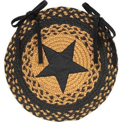 Black Star Braided Chair Pad Set of 4 - The Fox Decor